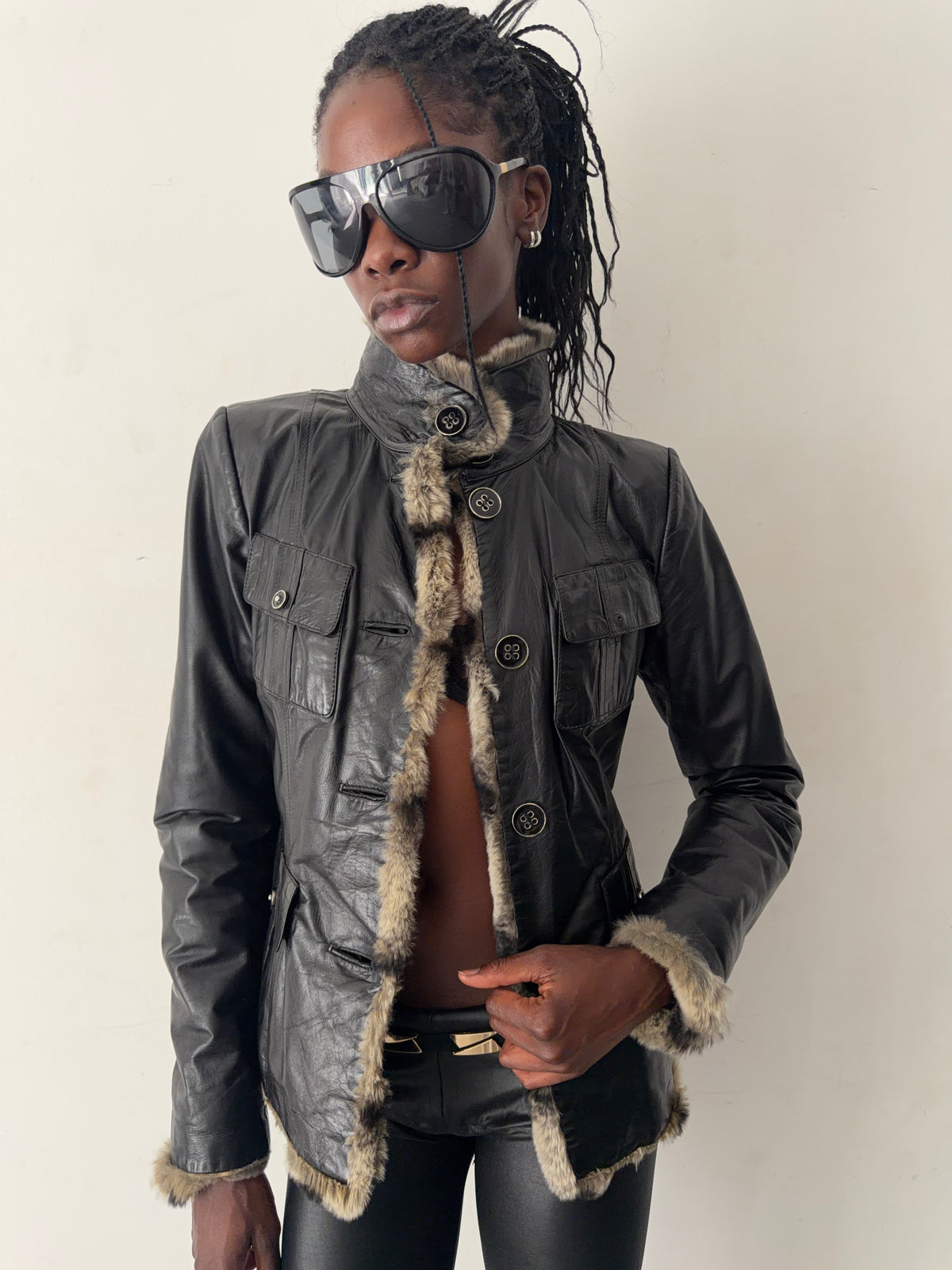 real leather jacket with real fur lining (s)