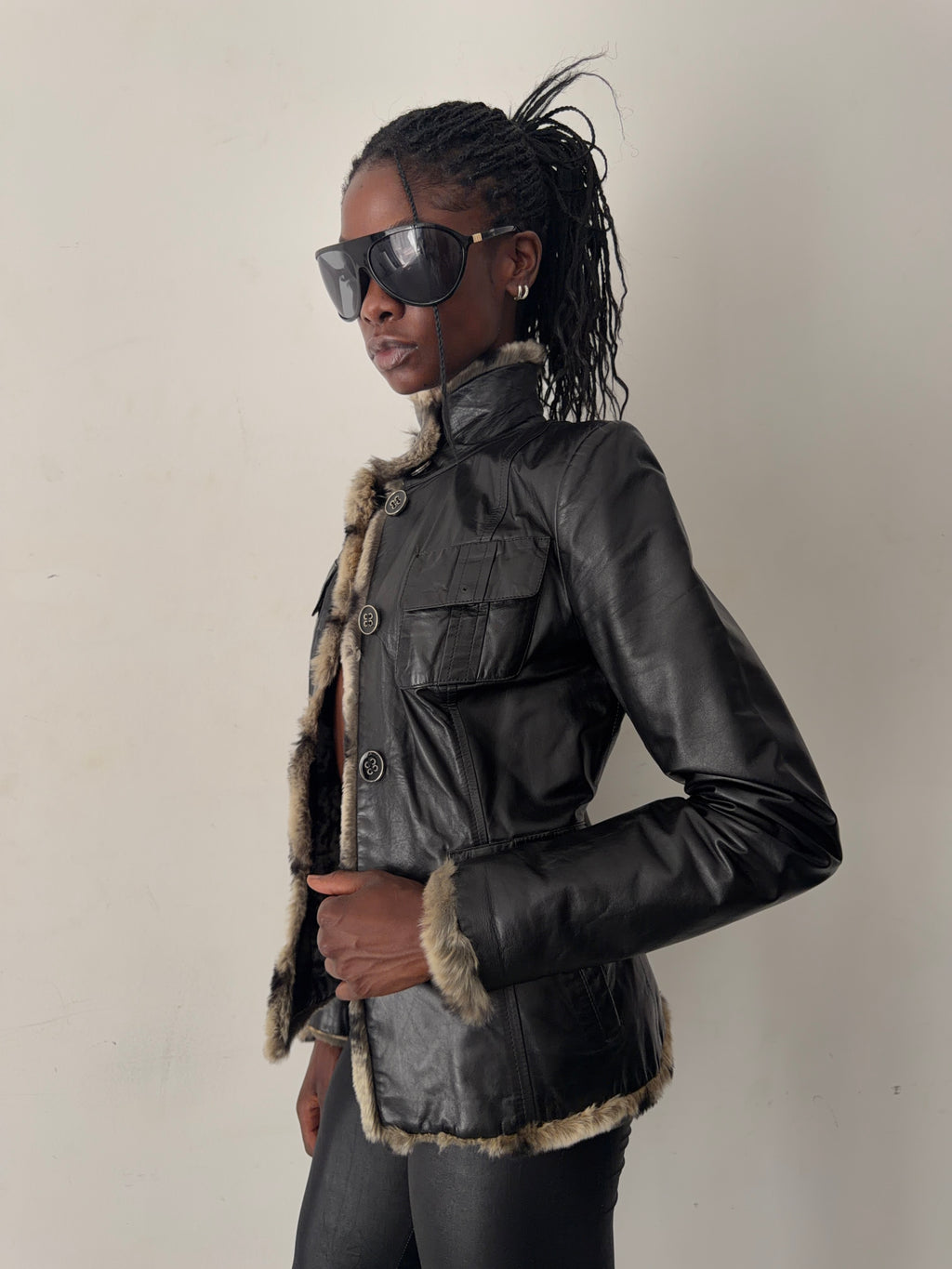 real leather jacket with real fur lining (s)