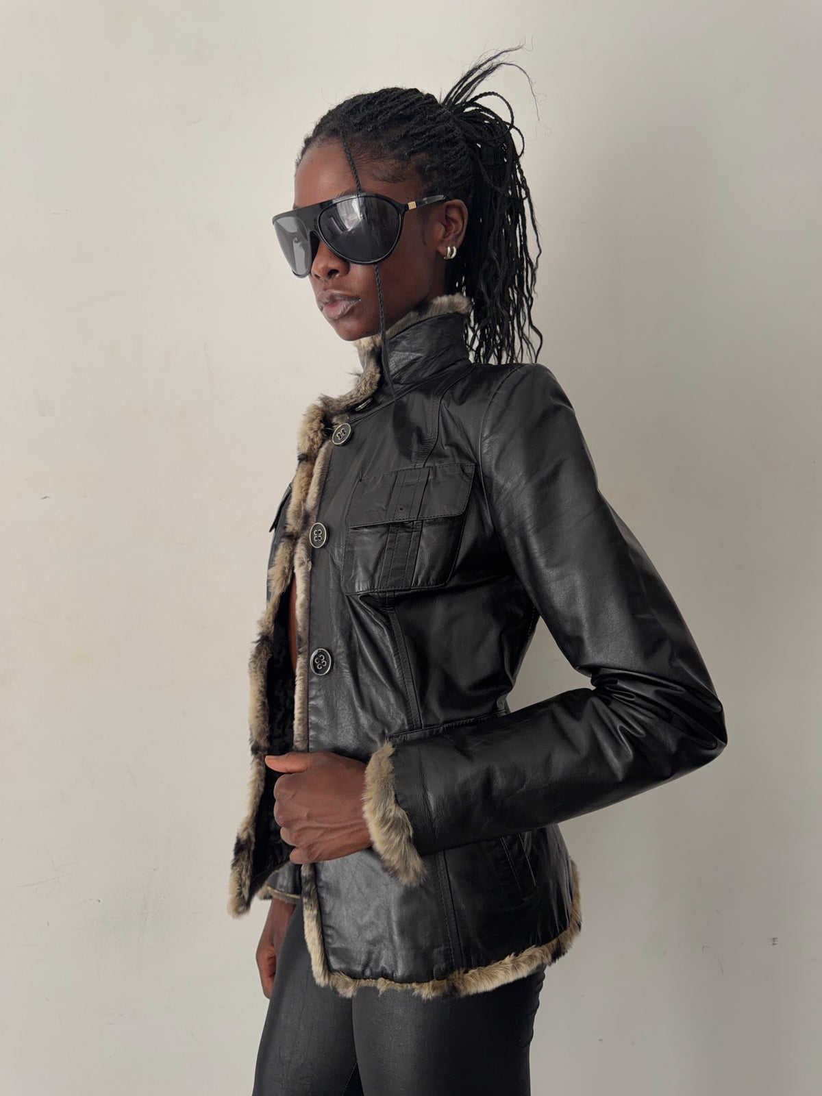 real leather jacket with real fur lining (s)