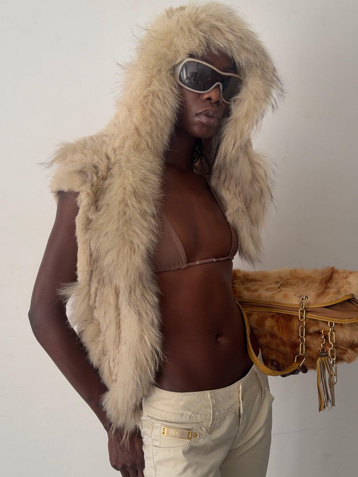 real fur vest top