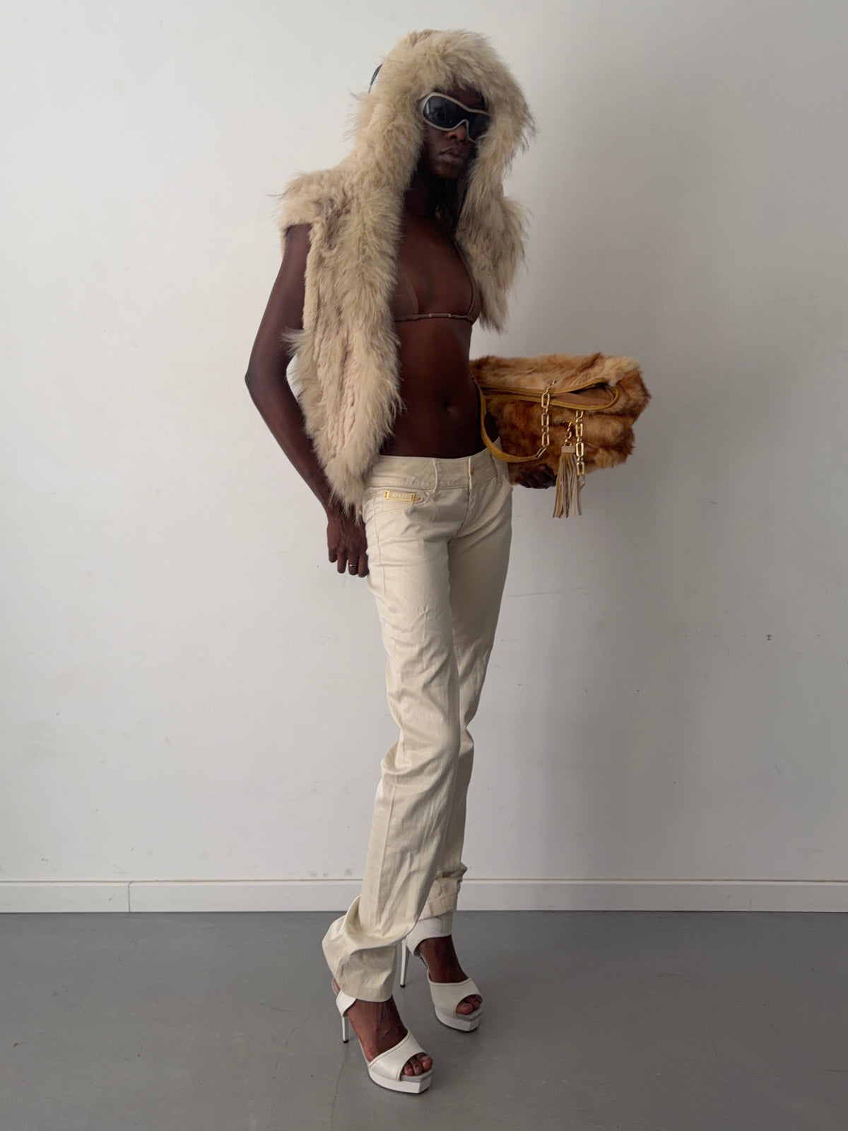 real fur vest top