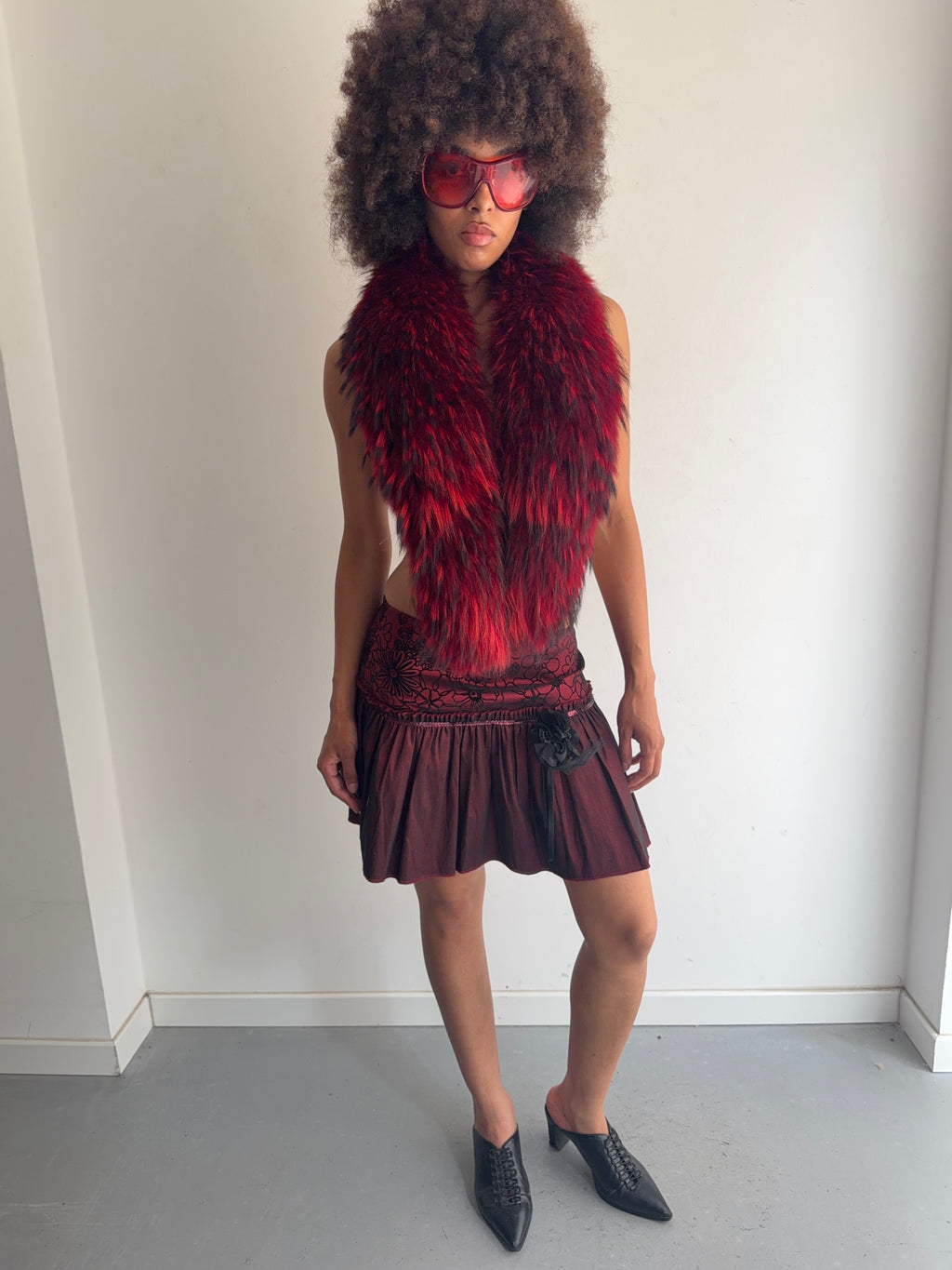 suit real fur and top