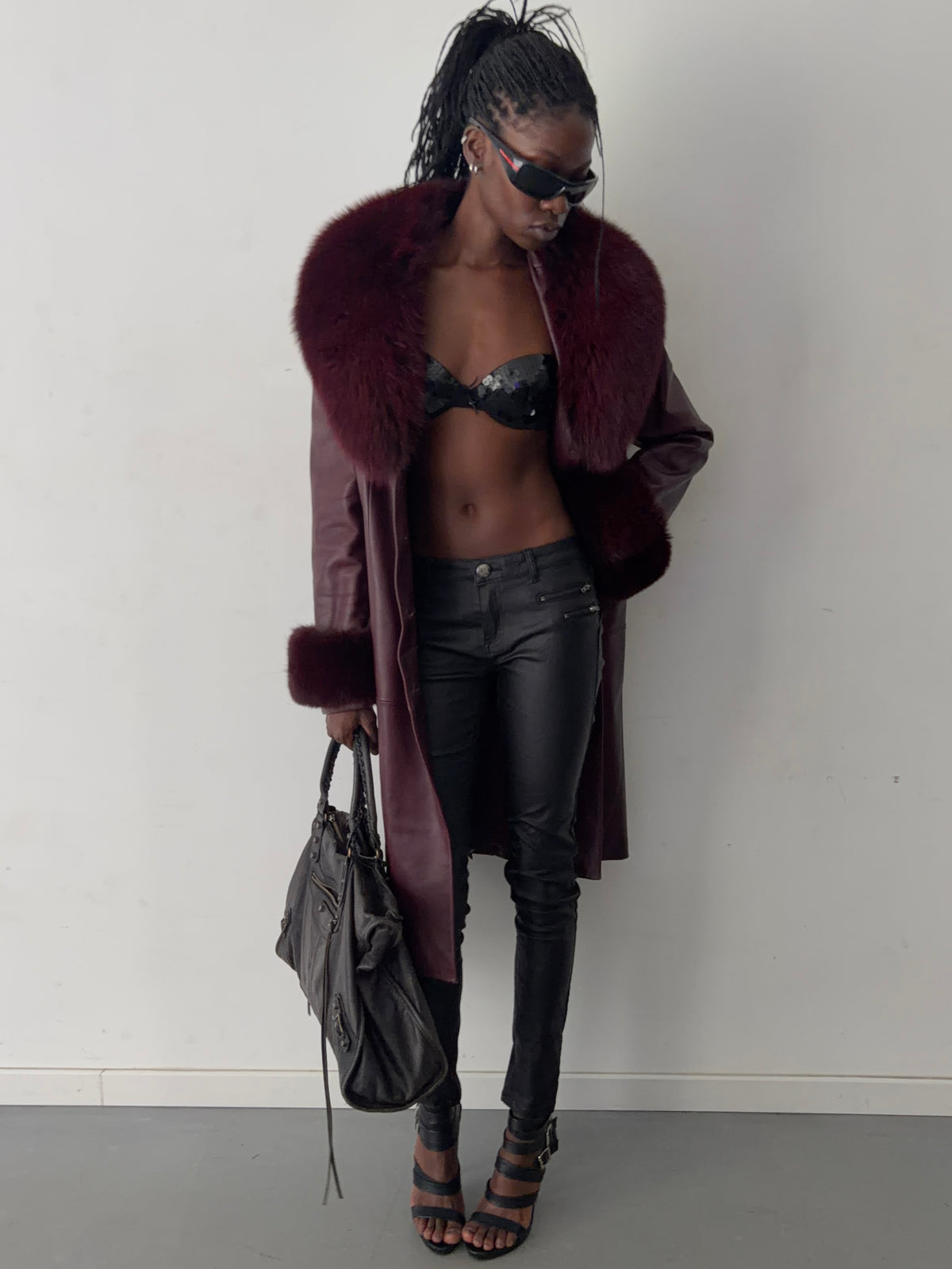 real leather coat with real fur collars (XL)