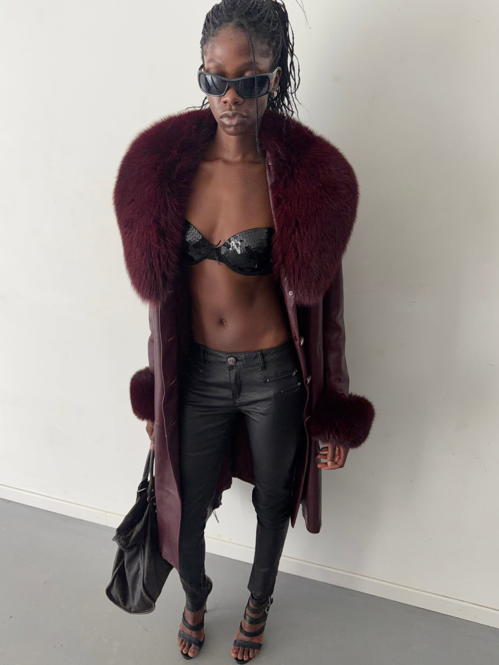 real leather coat with real fur collars (XL)