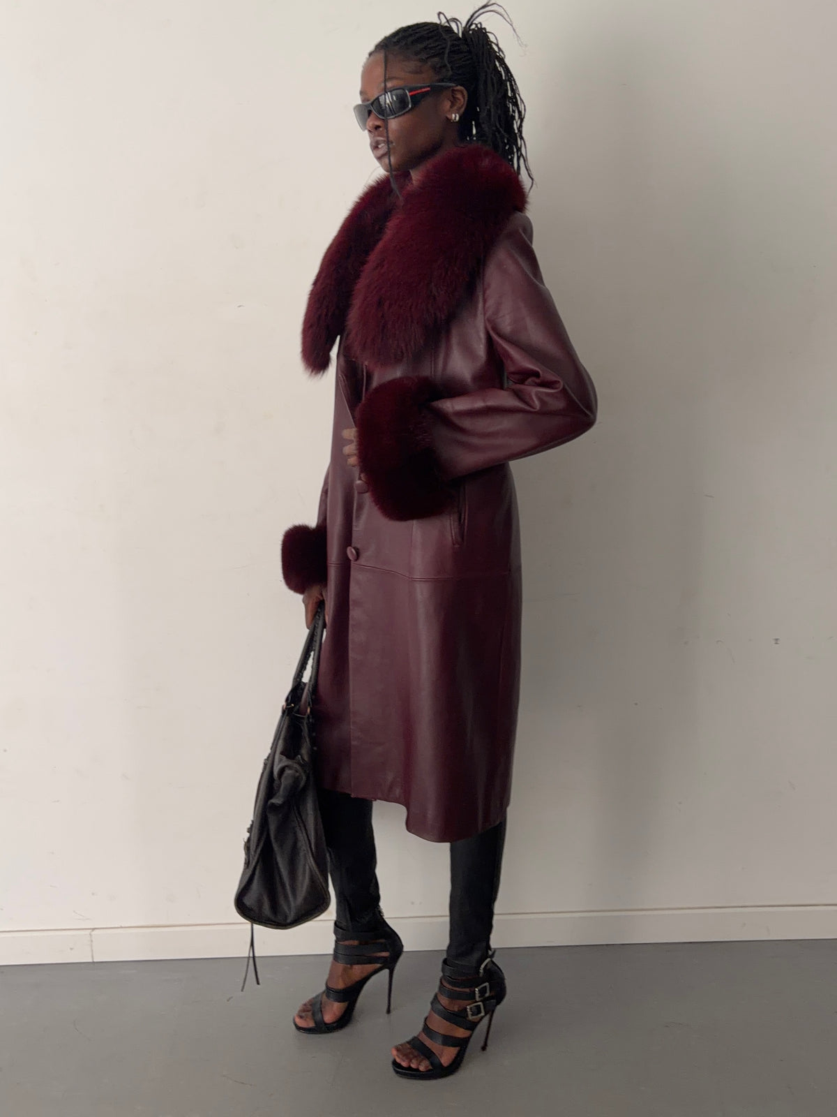 real leather coat with real fur collars (XL)