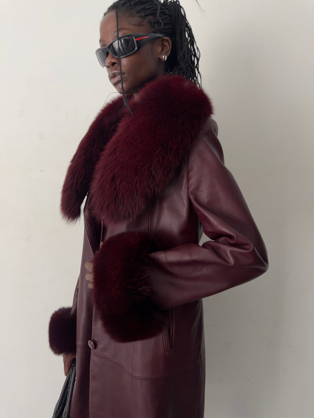real leather coat with real fur collars (XL)