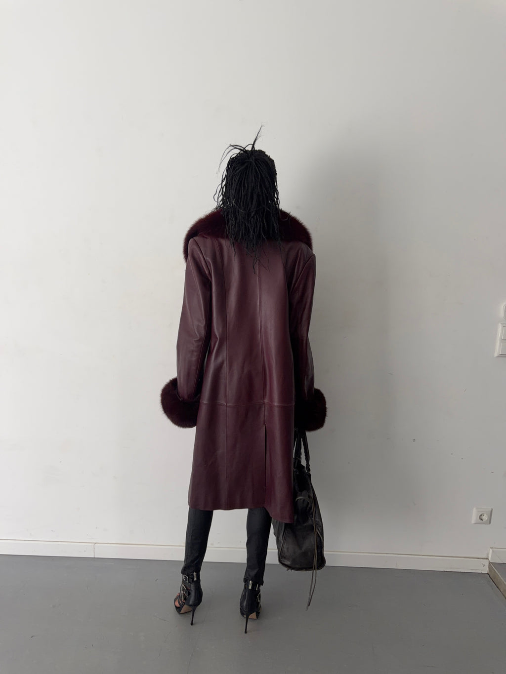 real leather coat with real fur collars (XL)