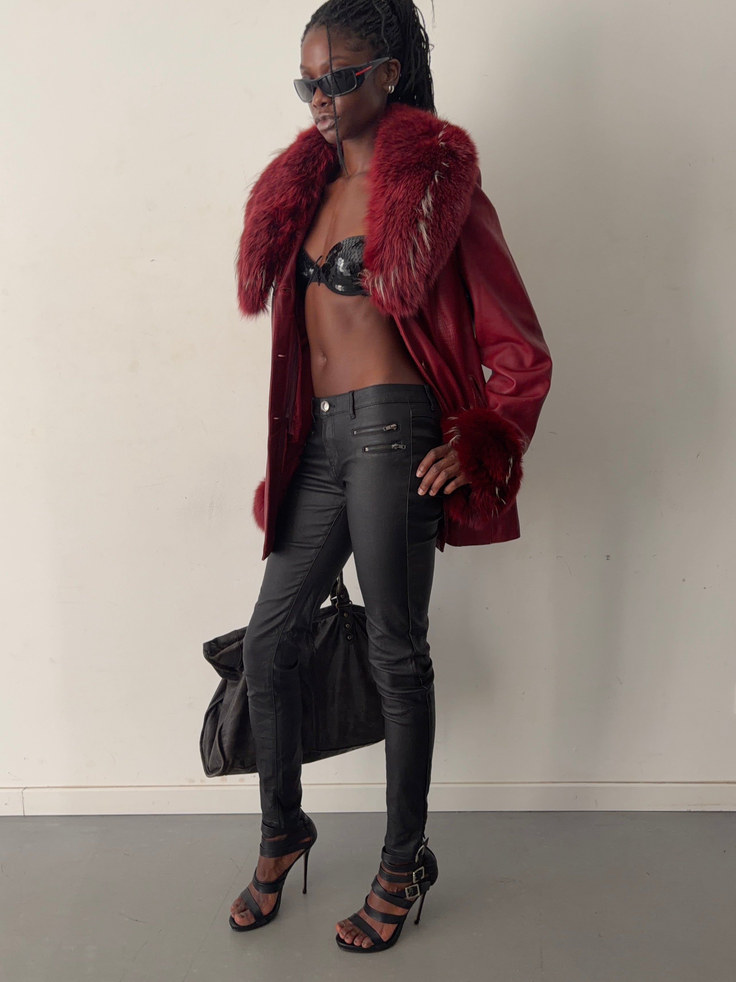 real leather jacket with real fur collars and lining (XXl)