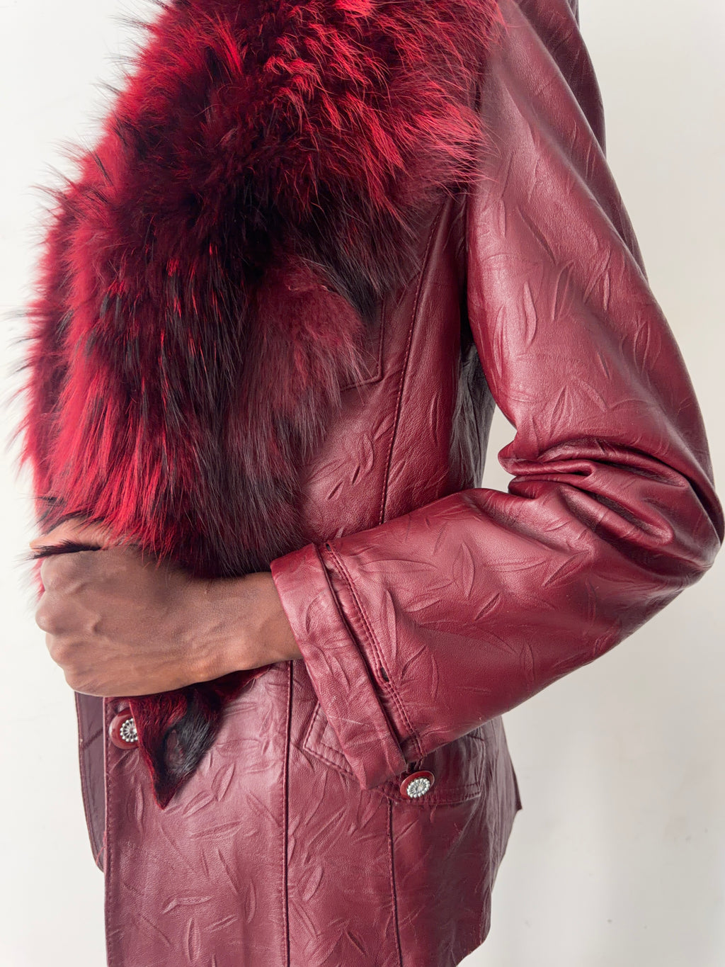 real leahter jacket with real fur collars and lining (M)