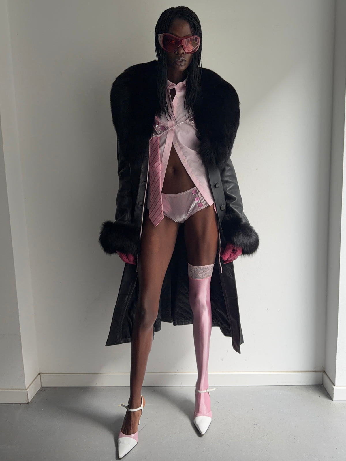 real leather and real fur coat