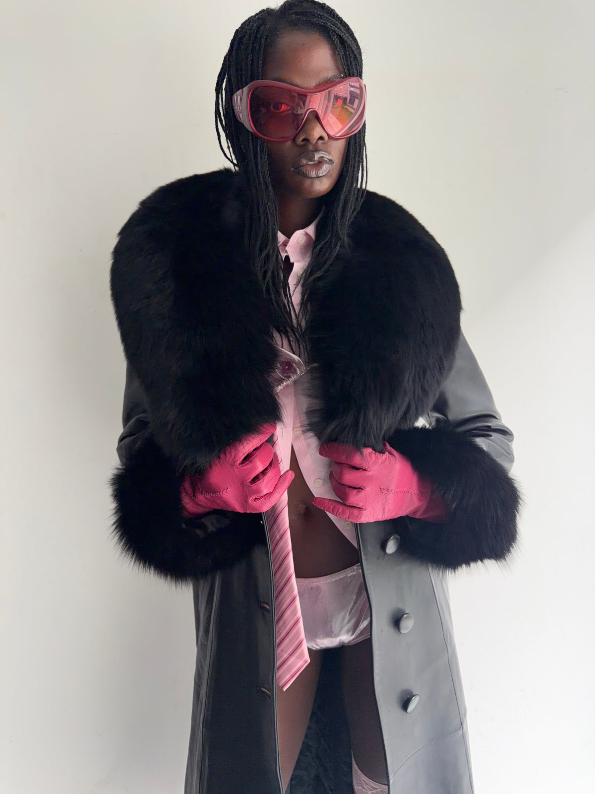 real leather and real fur coat