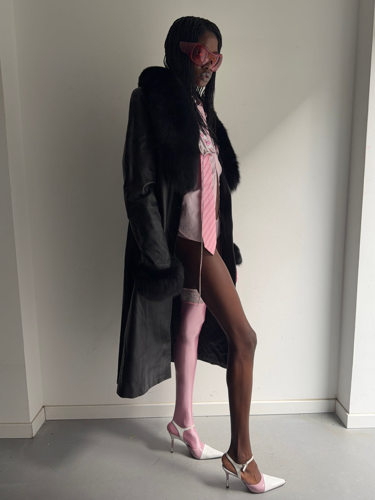 real leather and real fur coat