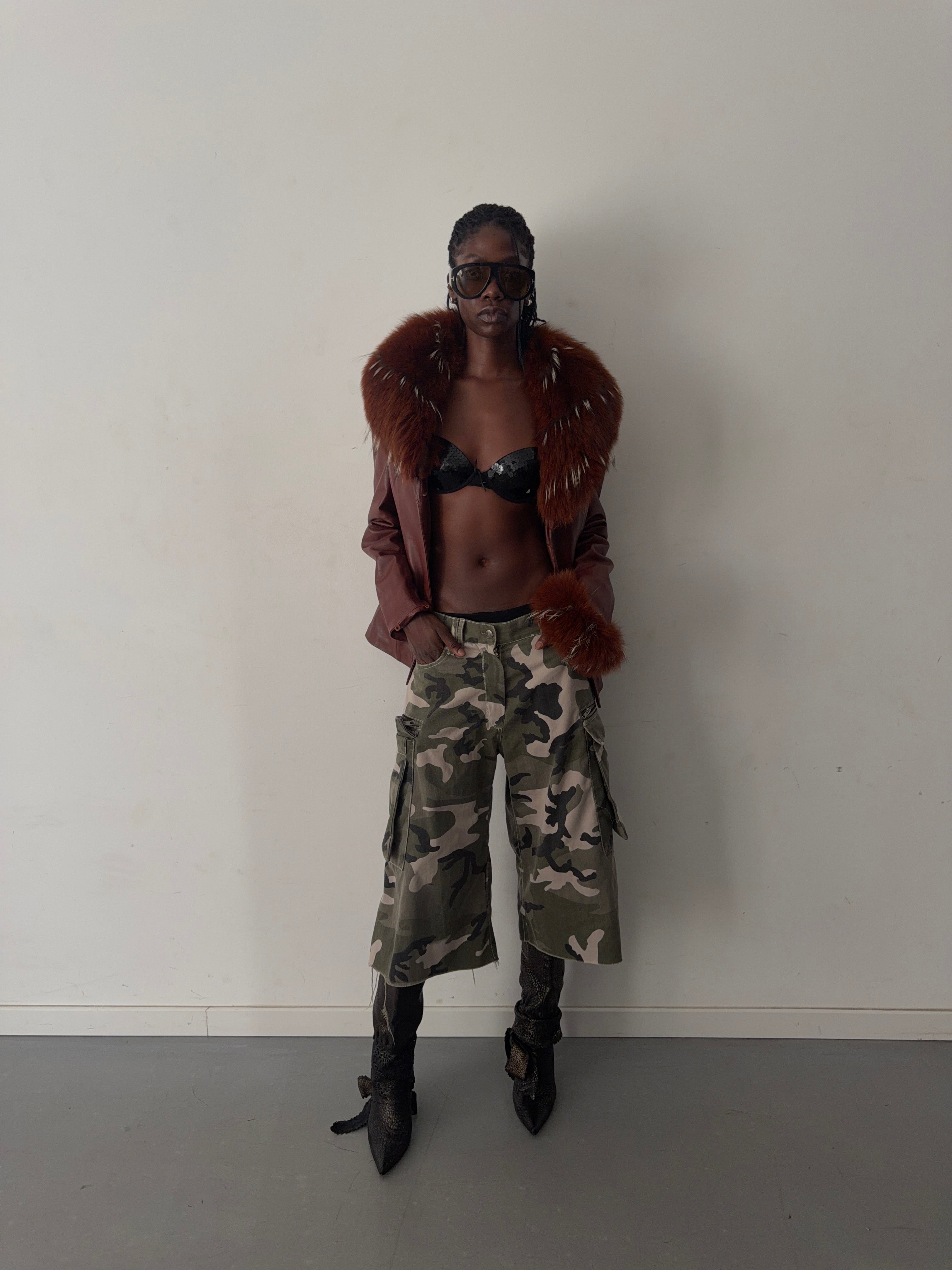 real leather jacket with real fur and fur lining (L)
