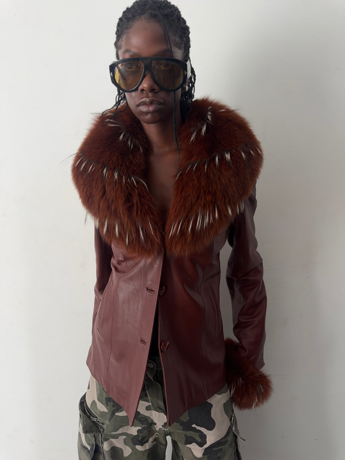 real leather jacket with real fur and fur lining (L)