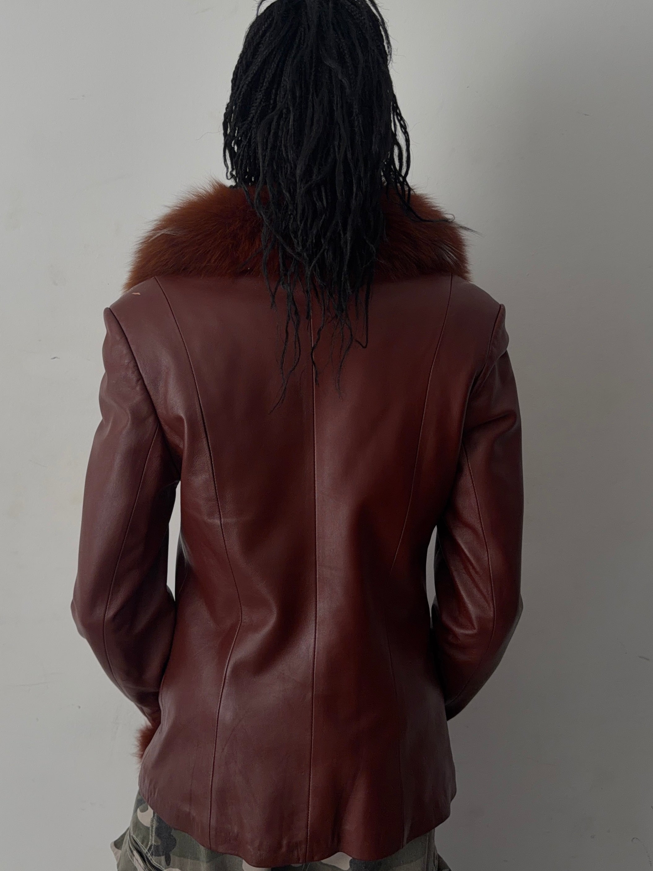 real leather jacket with real fur and fur lining (L)