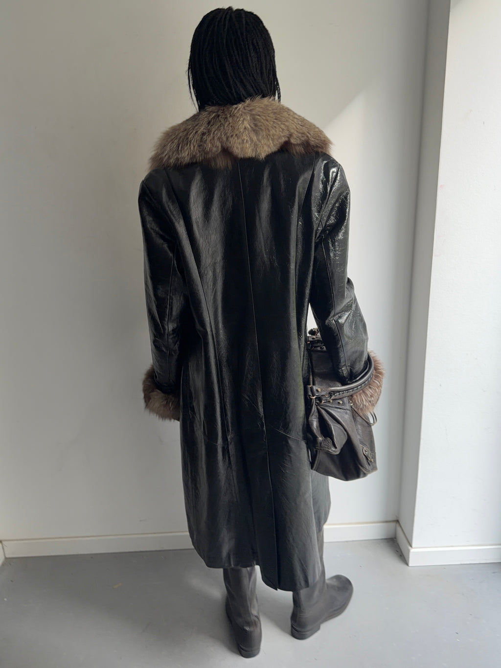 real leather and fur coat with warm lining
