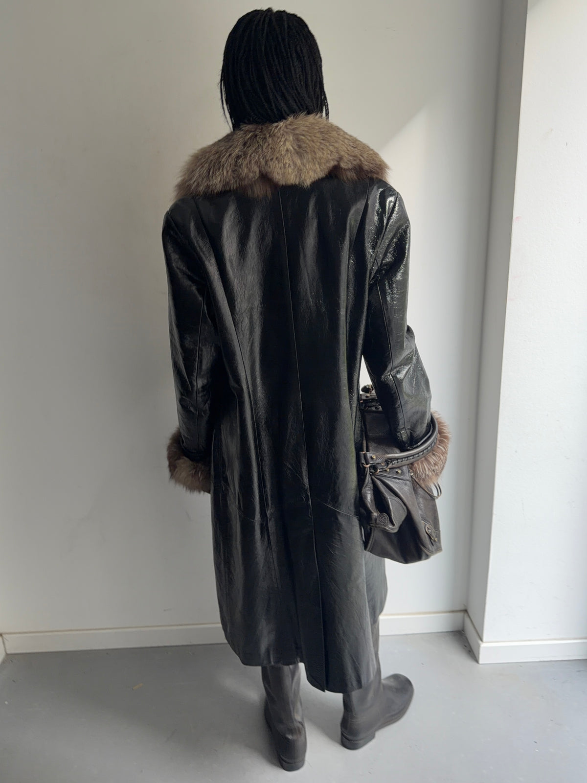 real leather and fur coat with warm lining
