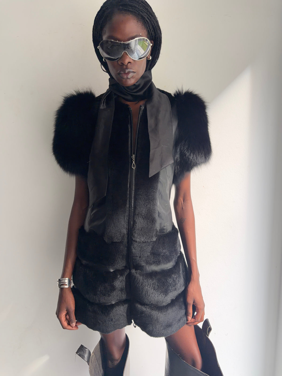 real leather and real fur dress