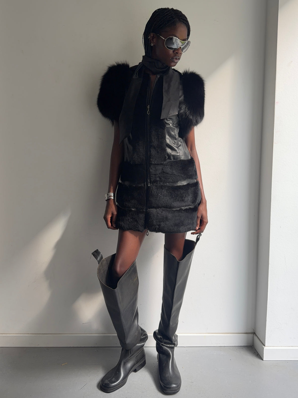 real leather and real fur dress