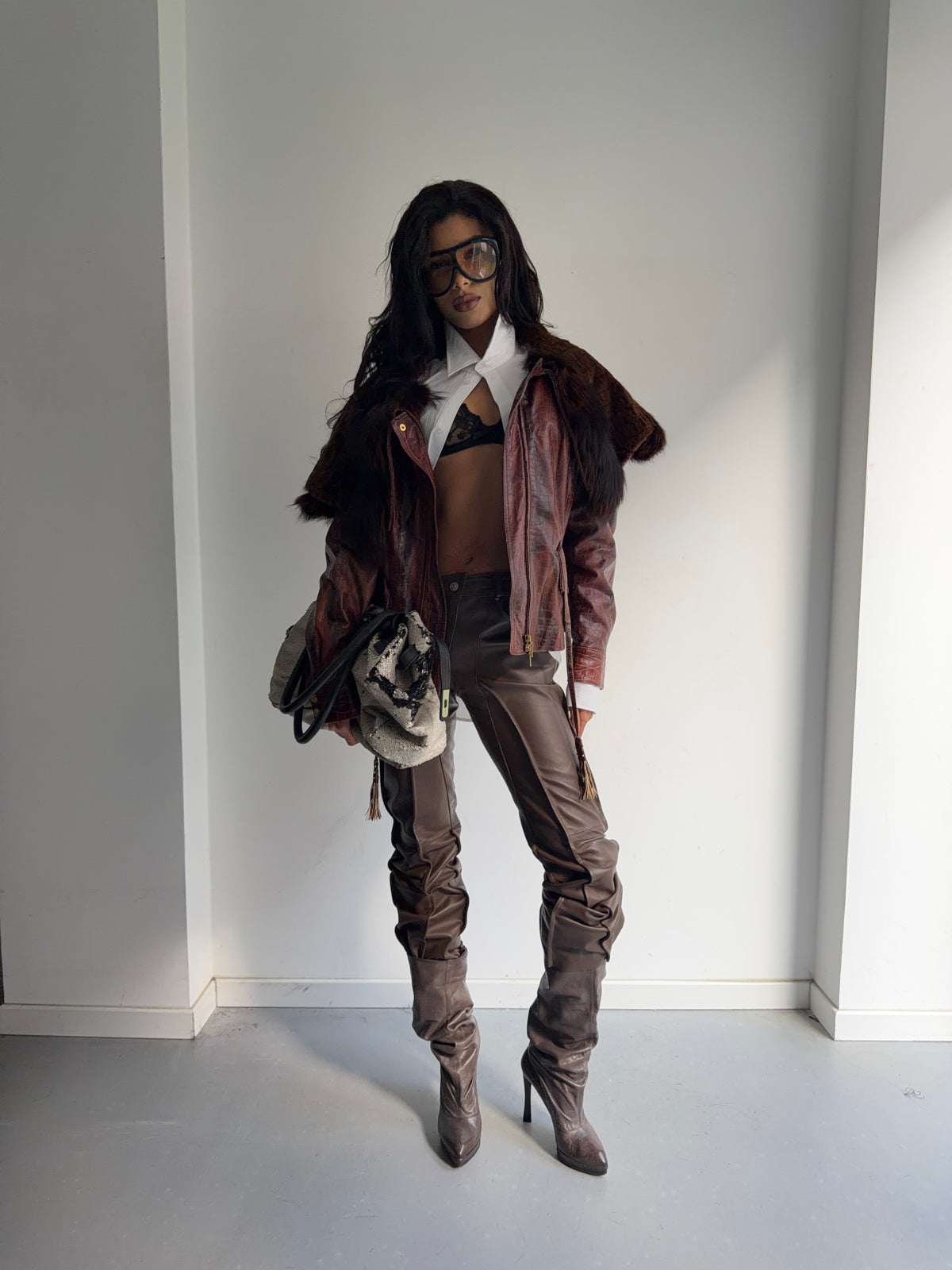 real leather and fur jacket