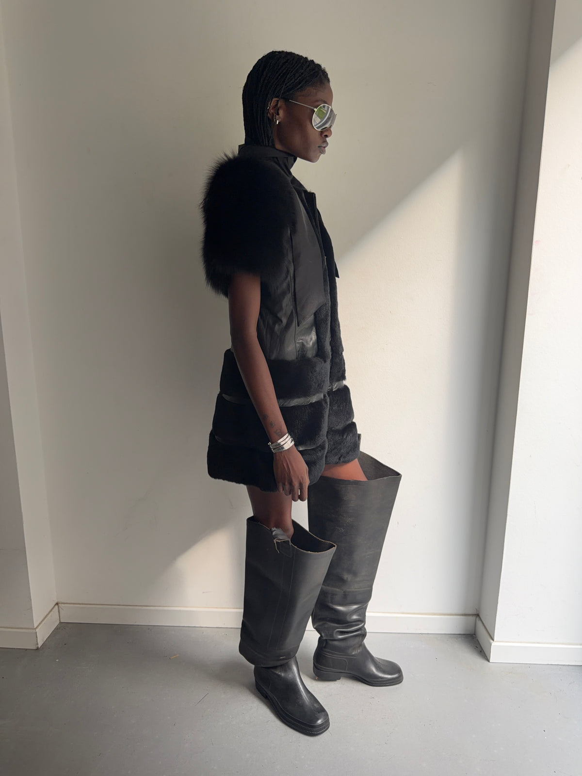 real leather and real fur dress