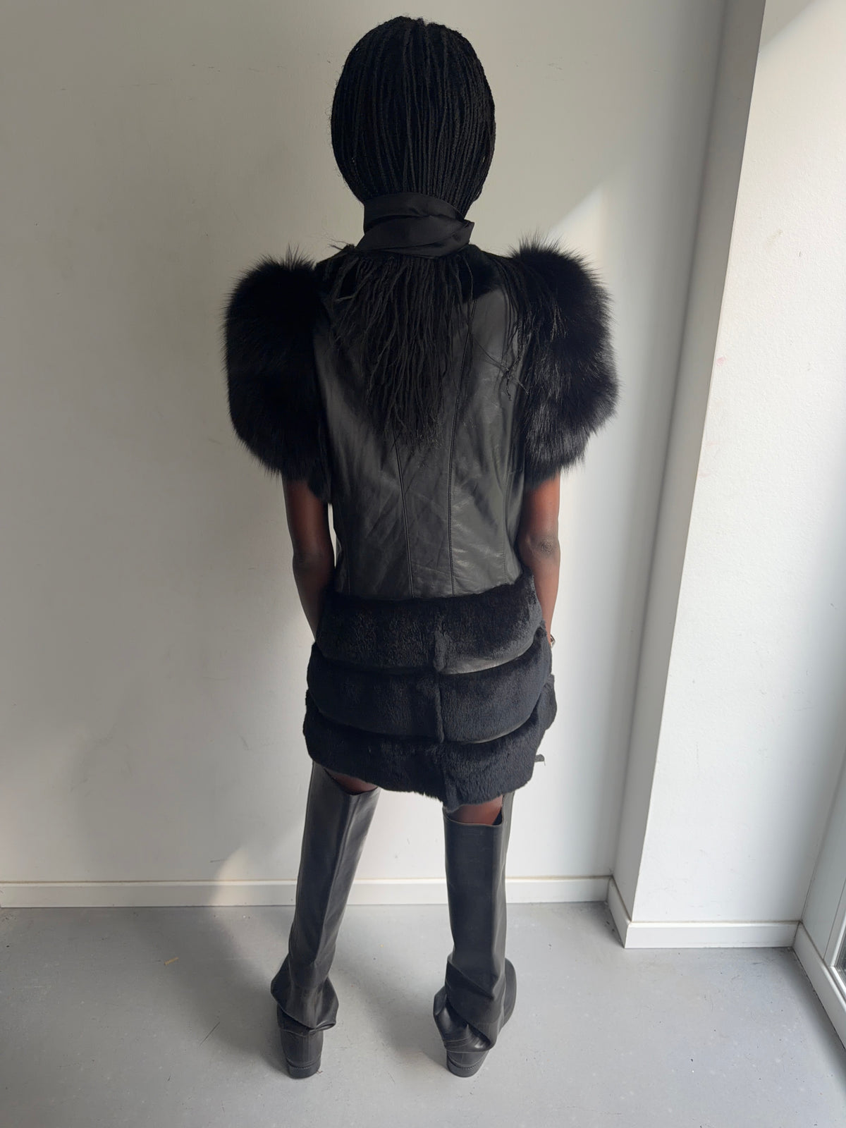 real leather and real fur dress