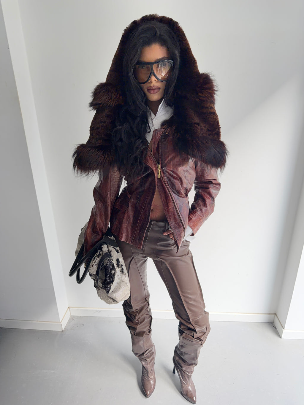 real leather and fur jacket