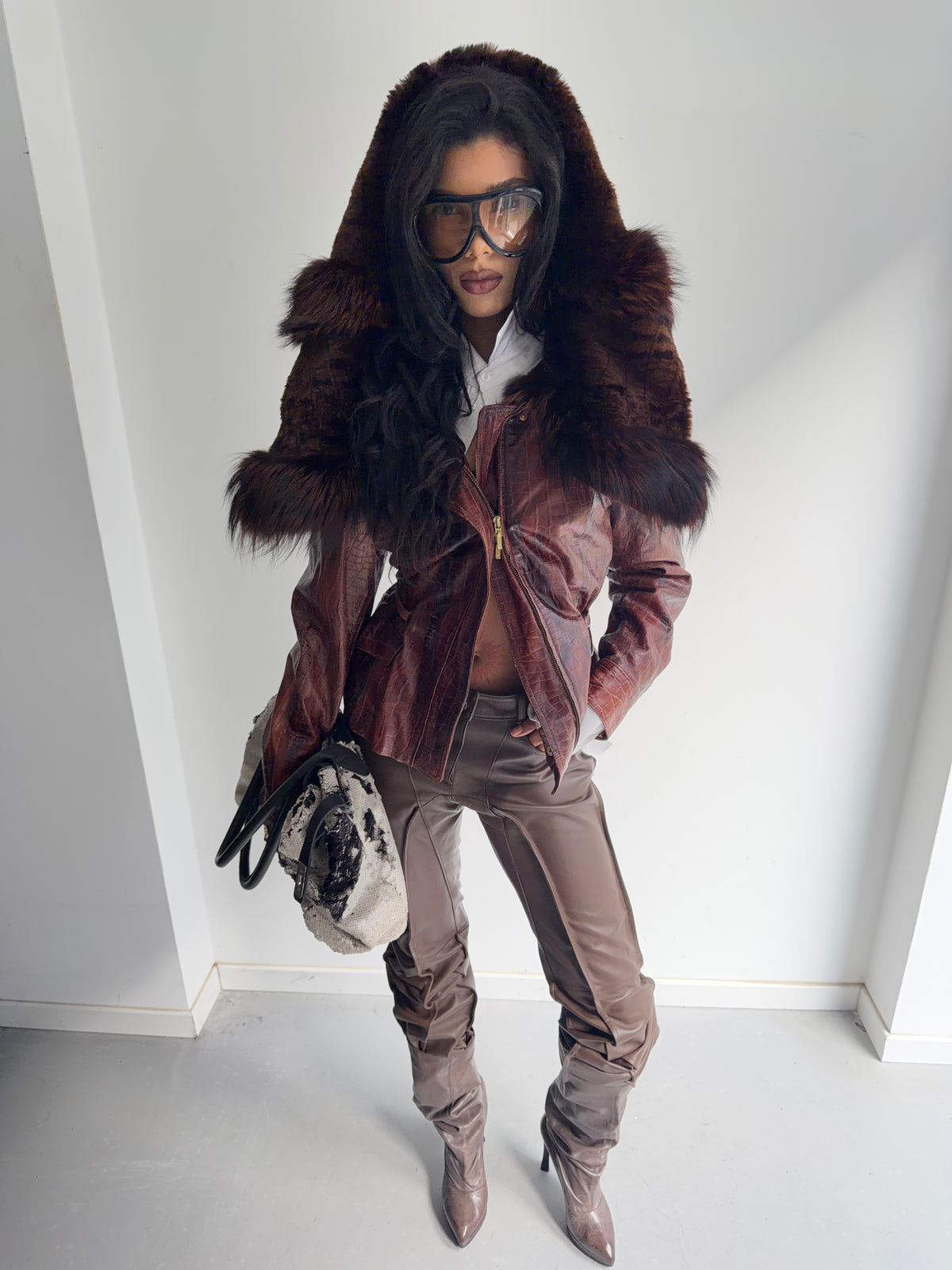 real leather and fur jacket