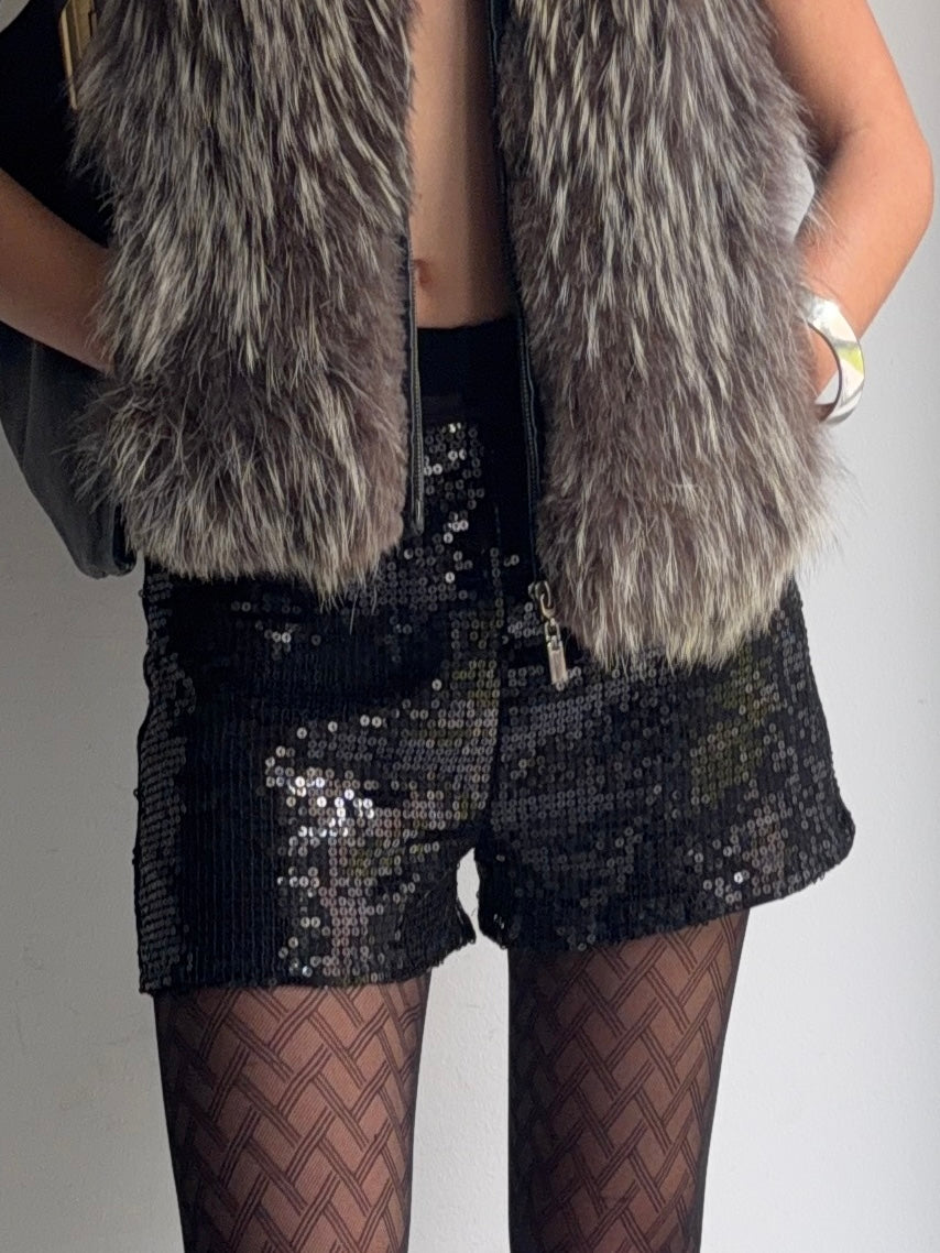set( real fur vest+shorts)