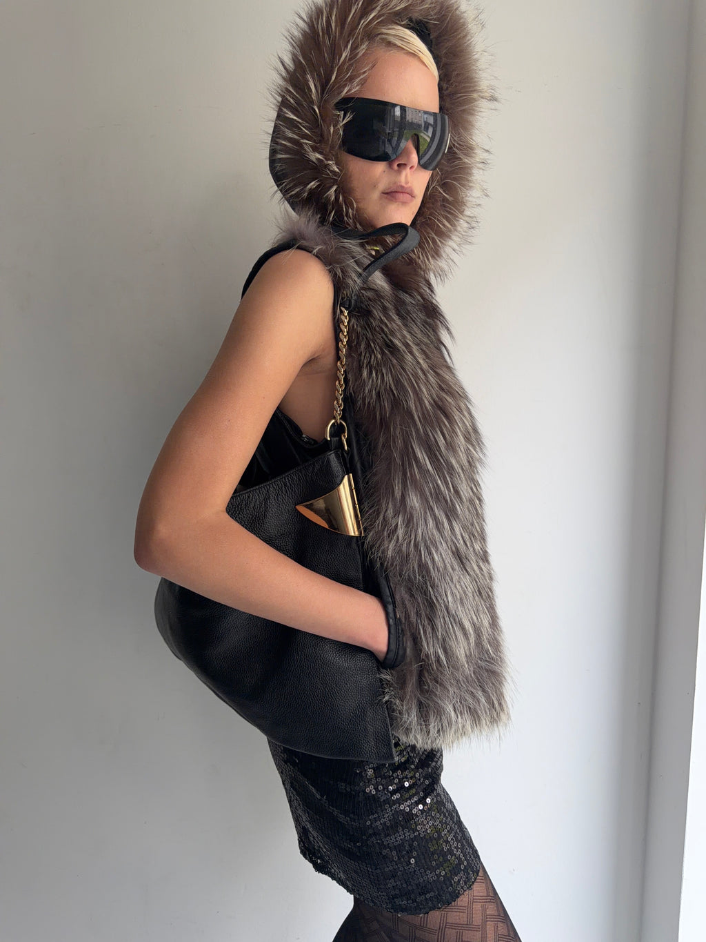 set( real fur vest+shorts)