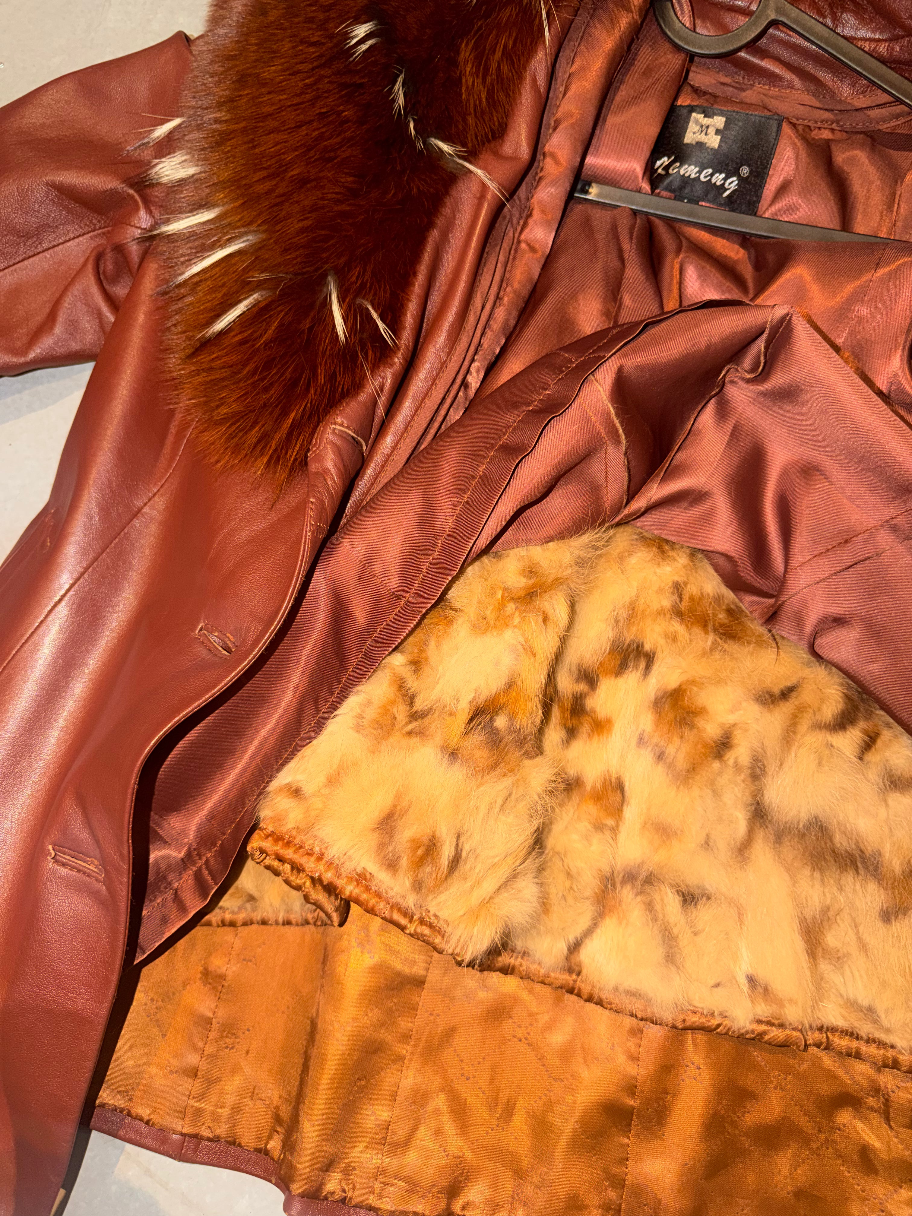 real leather jacket with real fur and fur lining (L)