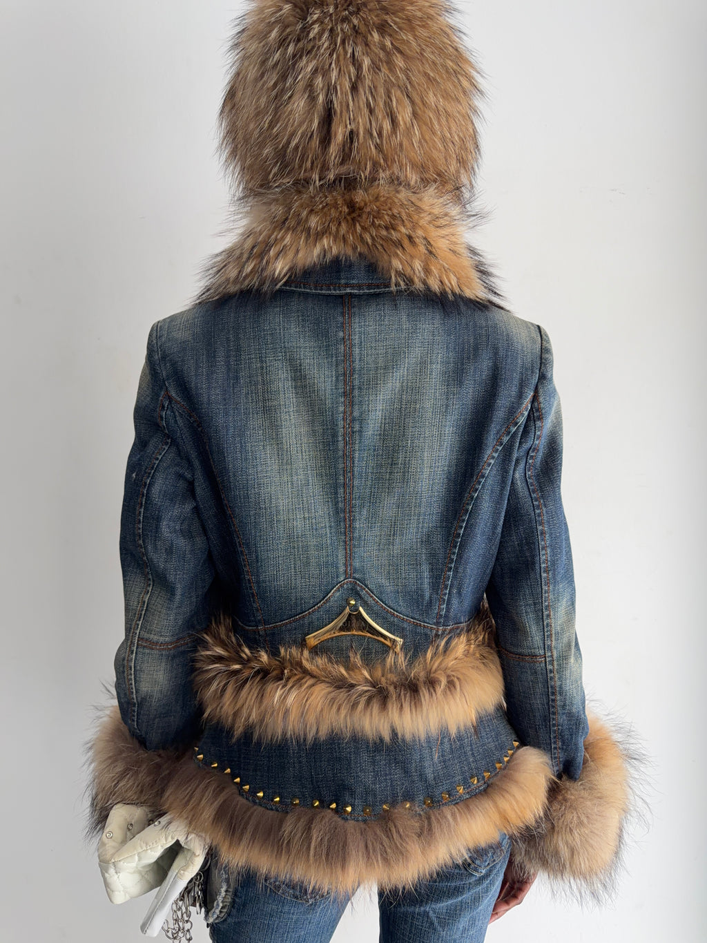 Denim real fur set