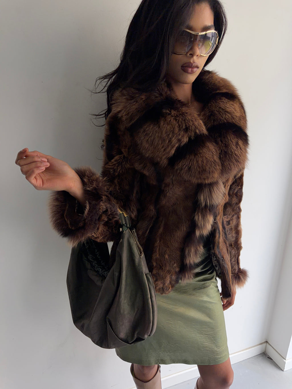 brown coat real fur