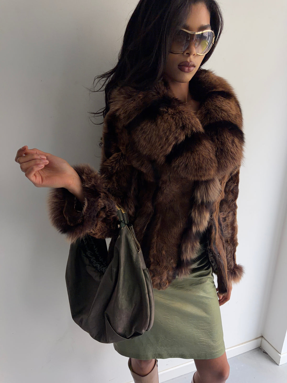 brown coat real fur