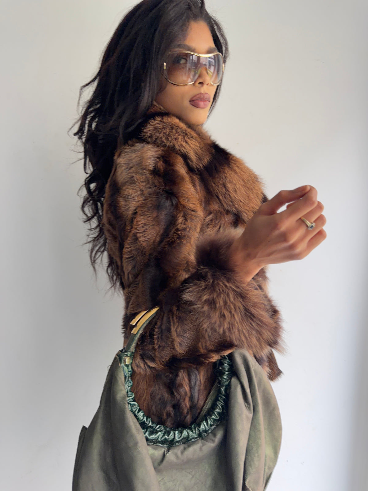 brown coat real fur