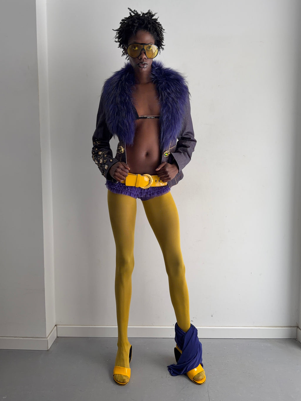 Purple jacket with real fur