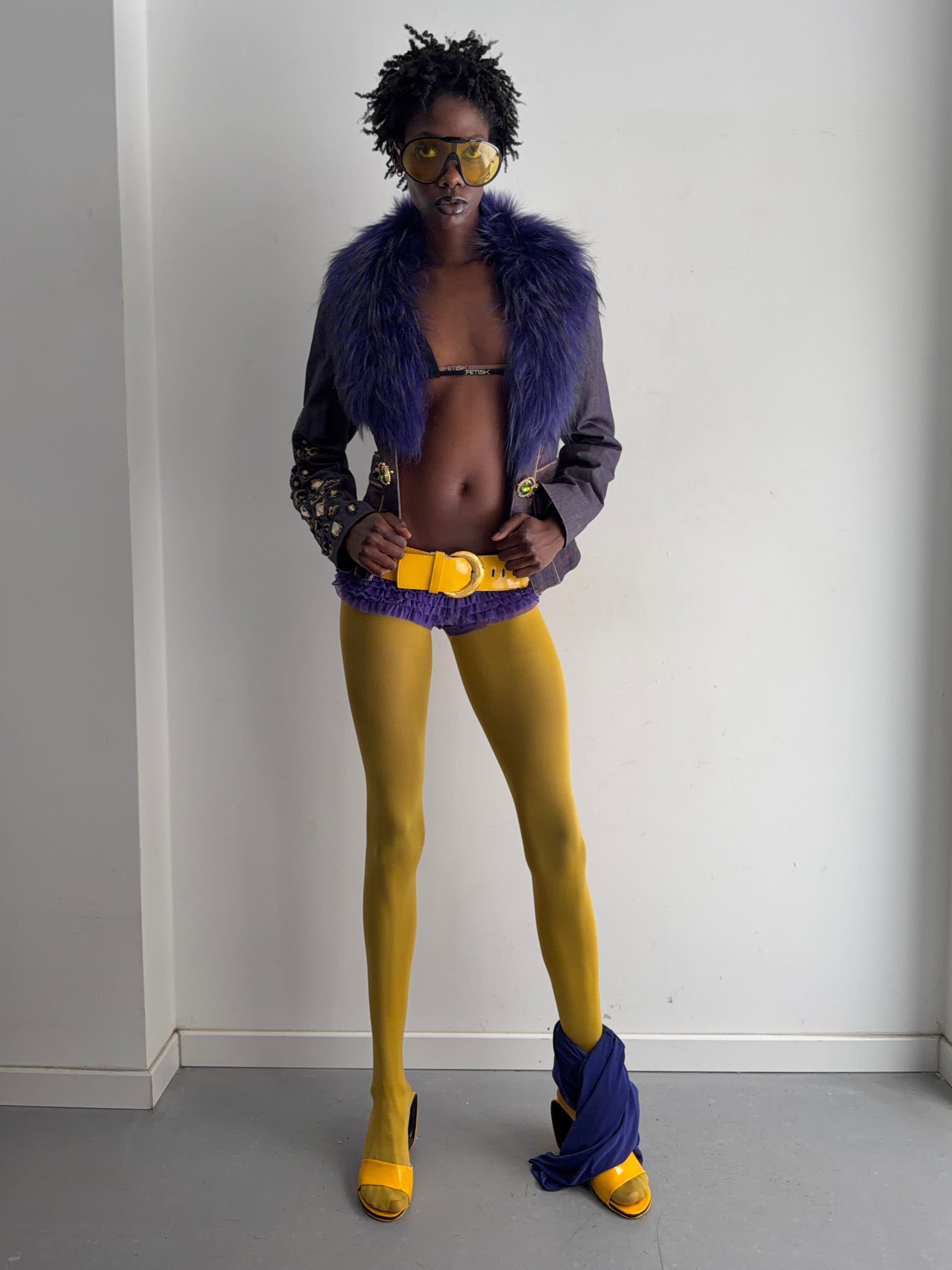 Purple jacket with real fur