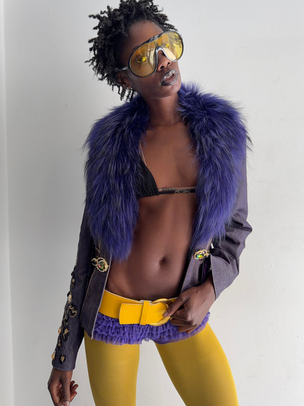 Purple jacket with real fur