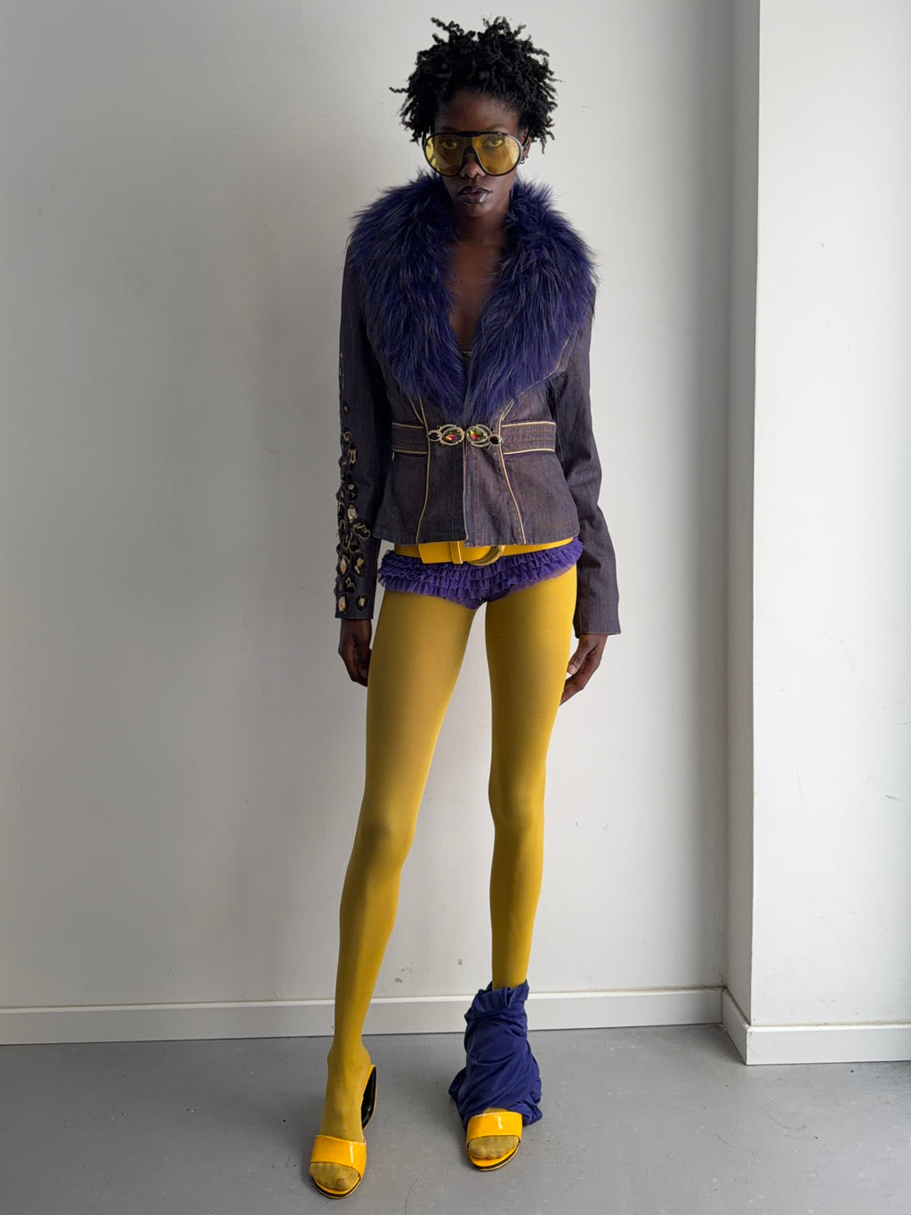 Purple jacket with real fur