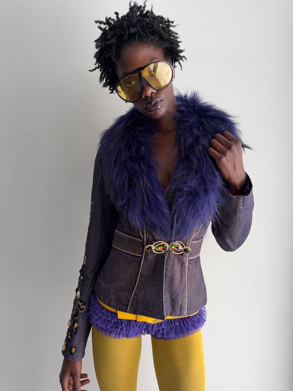 Purple jacket with real fur