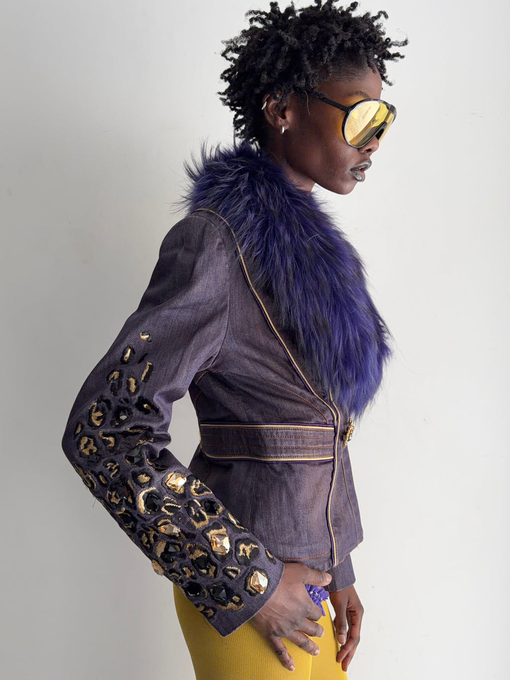 Purple jacket with real fur