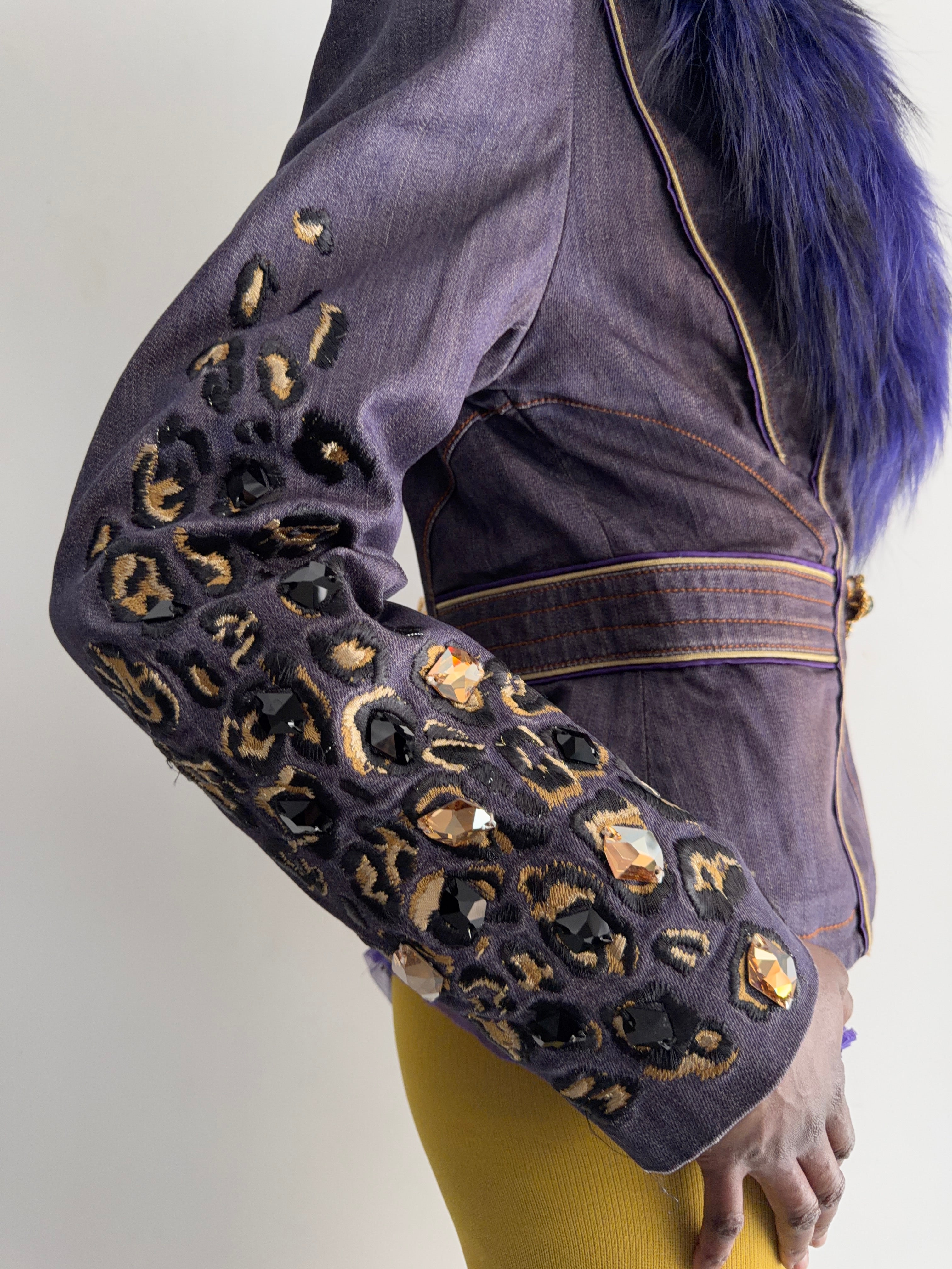 Purple jacket with real fur