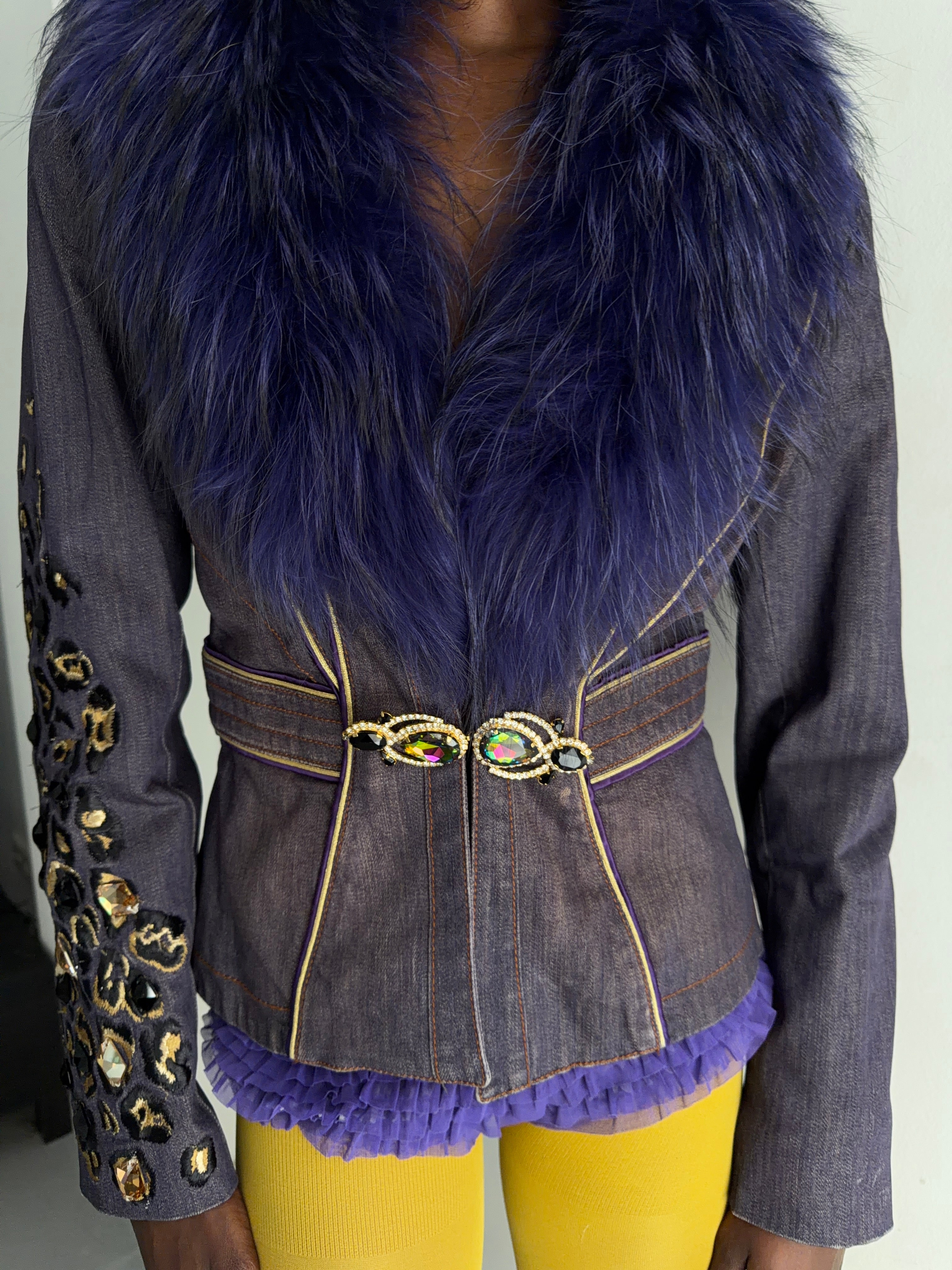 Purple jacket with real fur
