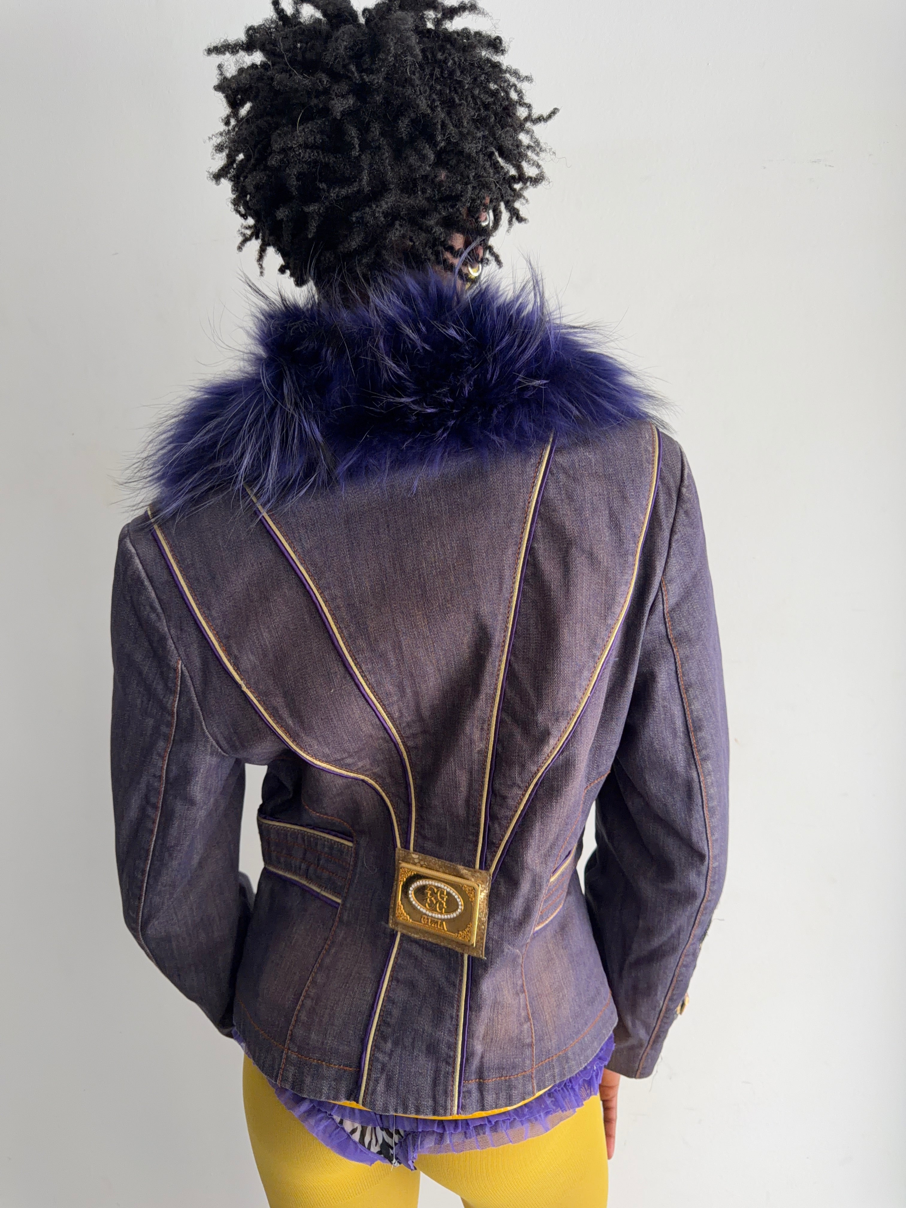 Purple jacket with real fur